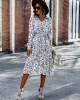 Bohemia Long Sleeves Floral Printed V-Neck Dress