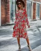 Bohemia Long Sleeves Floral Printed V-Neck Dress