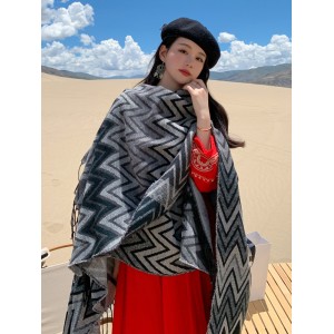 Casual Loose Patchwork Shawl&Cloak