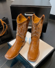Casual Square Heel Embroidered Boots Casual Square Heel Embroidered Boots