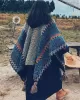 Casual Loose Tasseled Patchwork Shawl&Cloak