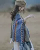 Casual Loose Tasseled Patchwork Shawl&Cloak