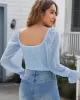 Casual Loose Mesh Solid Color U-Neck Bodysuit