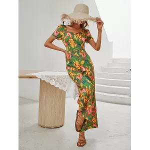 Fashion Square Neck Floral Jumpsuit