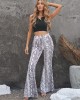 Women's Casual Pants Snake Print High Waist Flared Pants Slim Pants Wide Leg Pants