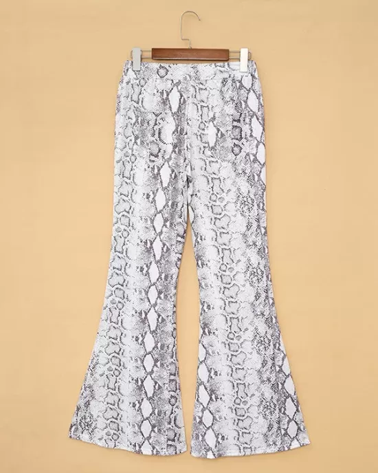 Women's Casual Pants Snake Print High Waist Flared Pants Slim Pants Wide Leg Pants