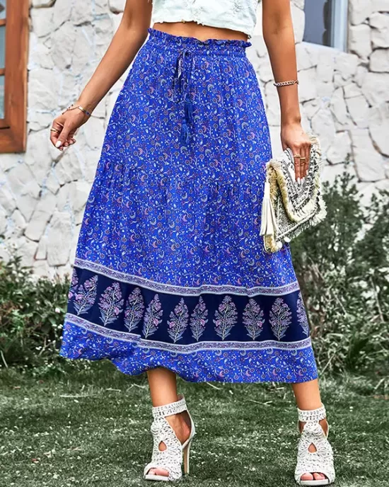 Boho Casual Vacation Elegant Floral Skirt