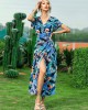 Belted Blue Long Dress