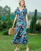 Belted Blue Long Dress