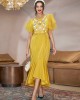 Yellow Mesh Panel Dress