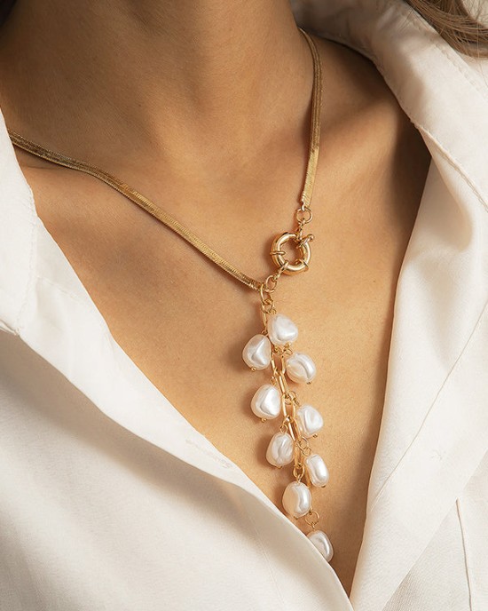Original Pearl Pendant Geometric Necklace Original Pearl Pendant Geometric Necklace