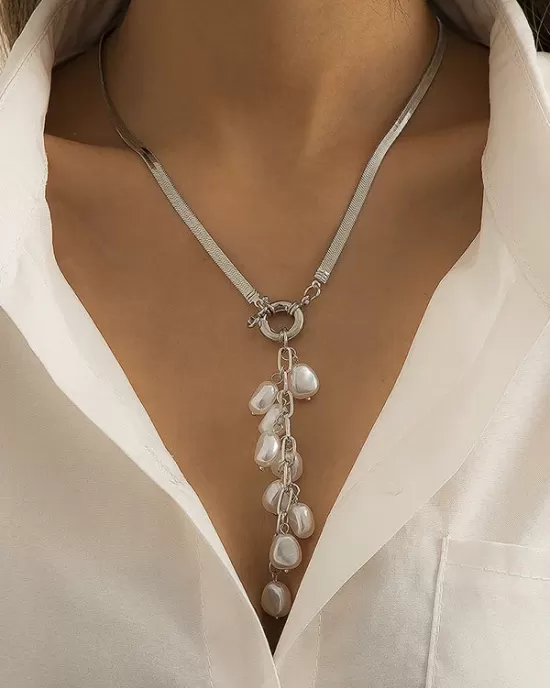 Original Pearl Pendant Geometric Necklace Original Pearl Pendant Geometric Necklace