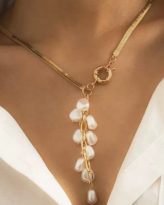 Original Pearl Pendant Geometric Necklace Original Pearl Pendant Geometric Necklace