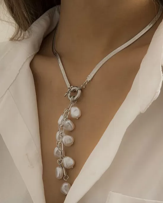 Original Pearl Pendant Geometric Necklace Original Pearl Pendant Geometric Necklace
