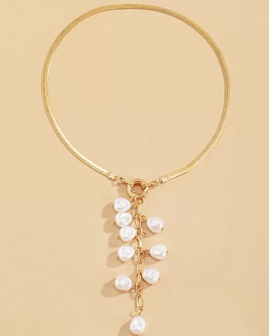 Original Pearl Pendant Geometric Necklace Original Pearl Pendant Geometric Necklace