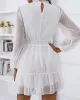 White Lace Trim Long Sleeve Ladies Dress