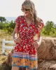 Women A-Line Floral Printed Bohemia Dress