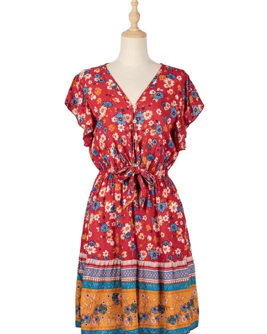 Women A-Line Floral Printed Bohemia Dress