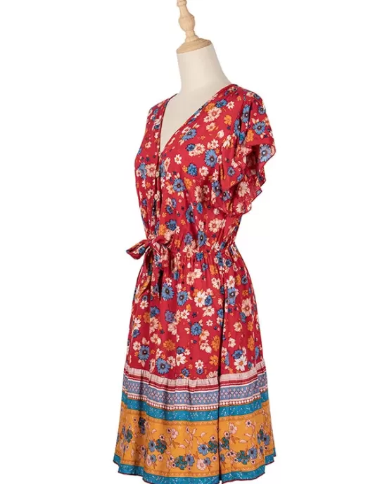 Women A-Line Floral Printed Bohemia Dress