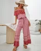 Women Wide Leg Floral Printed Bohemia Jumpsuit