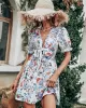 Vacation Puff Sleeves Floral Printed Bohemia Dress