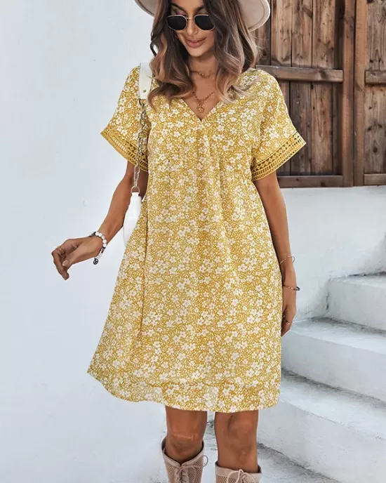 Loose A-Line Floral Printed Bohemia Dress