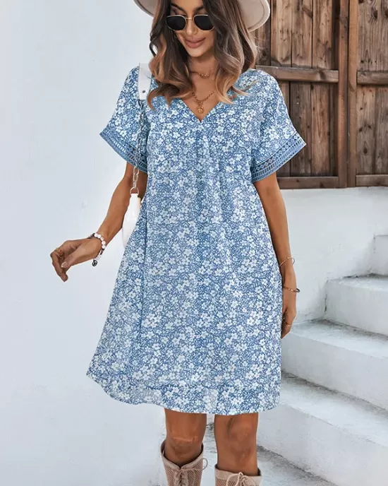 Loose A-Line Floral Printed Bohemia Dress