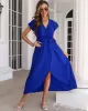 Casual Flared Sleeves Solid Color Dress