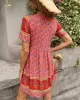 Casual A-Line Floral Printed Round-Neck Dress