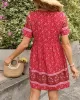 Casual A-Line Floral Printed Round-Neck Dress