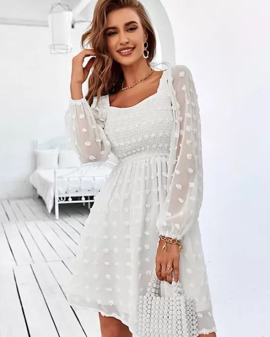 Casual A-Line Mesh U-Neck Dress