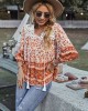 Peter Pan Neckline Bohemian Floral Blouse Peter Pan Neckline Bohemian Floral Blouse