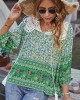 Peter Pan Neckline Bohemian Floral Blouse Peter Pan Neckline Bohemian Floral Blouse