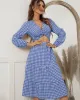 Vacation A-Line Plaid Hollow Midi Dresses