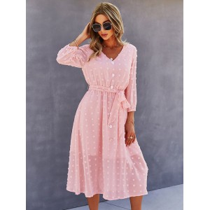 Casual Loose A-Line Buttoned Midi Dresses