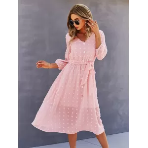 Casual Loose A-Line Buttoned Midi Dresses