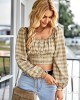 Long Sleeve Square Neck Crop Tops