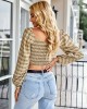 Long Sleeve Square Neck Crop Tops