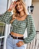 Long Sleeve Square Neck Crop Tops