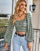 Long Sleeve Square Neck Crop Tops