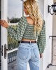 Long Sleeve Square Neck Crop Tops