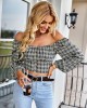 Long Sleeve Square Neck Crop Tops