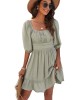 Bow Short Sleeves Mini Dress