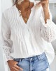 Button Lace Flare Blouse