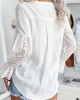 Button Lace Flare Blouse