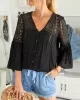 Flare Lace V-Neck Blouse