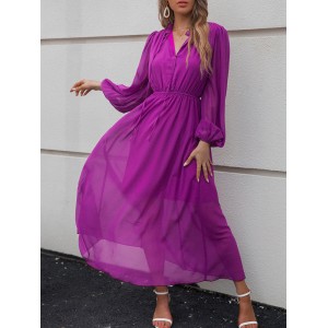 Fuchsia Long Sleeve Maxi Dress