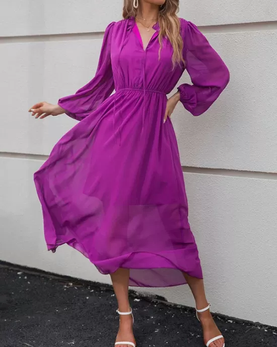 Fuchsia Long Sleeve Maxi Dress