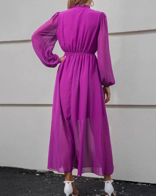 Fuchsia Long Sleeve Maxi Dress