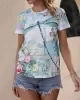 Casual Wrap Printed Round-Neck T-Shirt Top